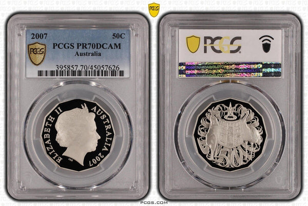 2007 Proof Fifty Cent 50c Australia PCGS PR70DCAM FDC UNC #2557