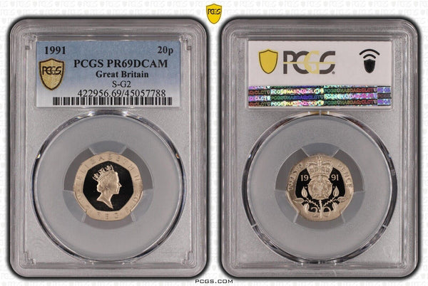 Great Britain 1991 Proof Twenty Pence 20p S-G2 PCGS PR69DCAM FDC UNC #2554
