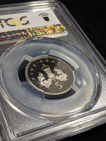 Great Britain Proof 1990 Five Pence 5p S-D3 23.6mm PCGS PR69DCAM FDC UNC #2564