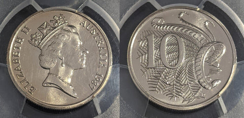 1987 Ten Cent 10c Australia PCGS MS66 GEM UNC #2565