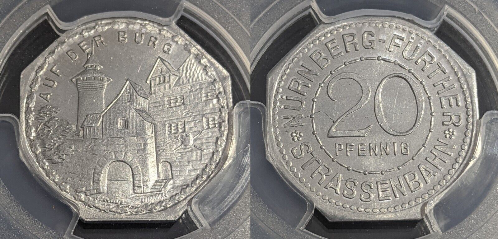 Germany Nurnberg Auf der Burg Streetcar Token 20 Pfennig PCGS MS64 GEM #2568