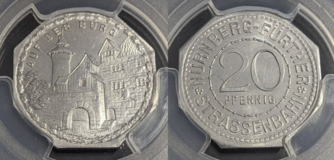 Germany Nurnberg Auf der Burg Streetcar Token 20 Pfennig PCGS MS64 GEM #2568