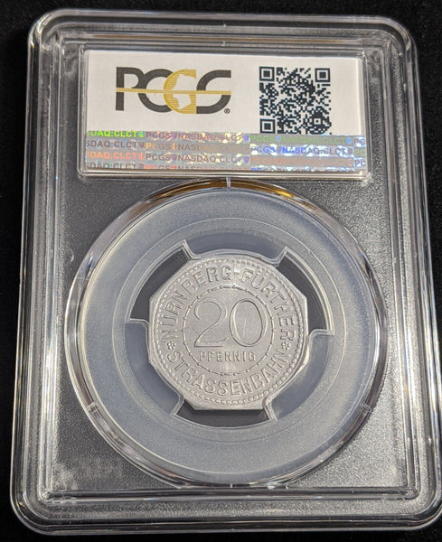 Germany Nurnberg Auf der Burg Streetcar Token 20 Pfennig PCGS MS64 GEM #2568