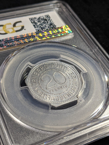 Germany Nurnberg Auf der Burg Streetcar Token 20 Pfennig PCGS MS64 GEM #2568