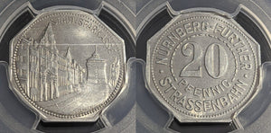 Germany Nurnberg Stadt Sparkasse Streetcar Token 20 Pfennig PCGS MS64 GEM #2569