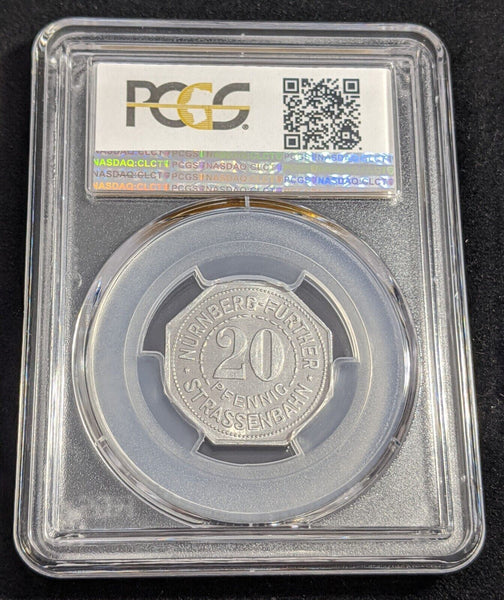 Germany Nurnberg Stadt Sparkasse Streetcar Token 20 Pfennig PCGS MS64 GEM #2569
