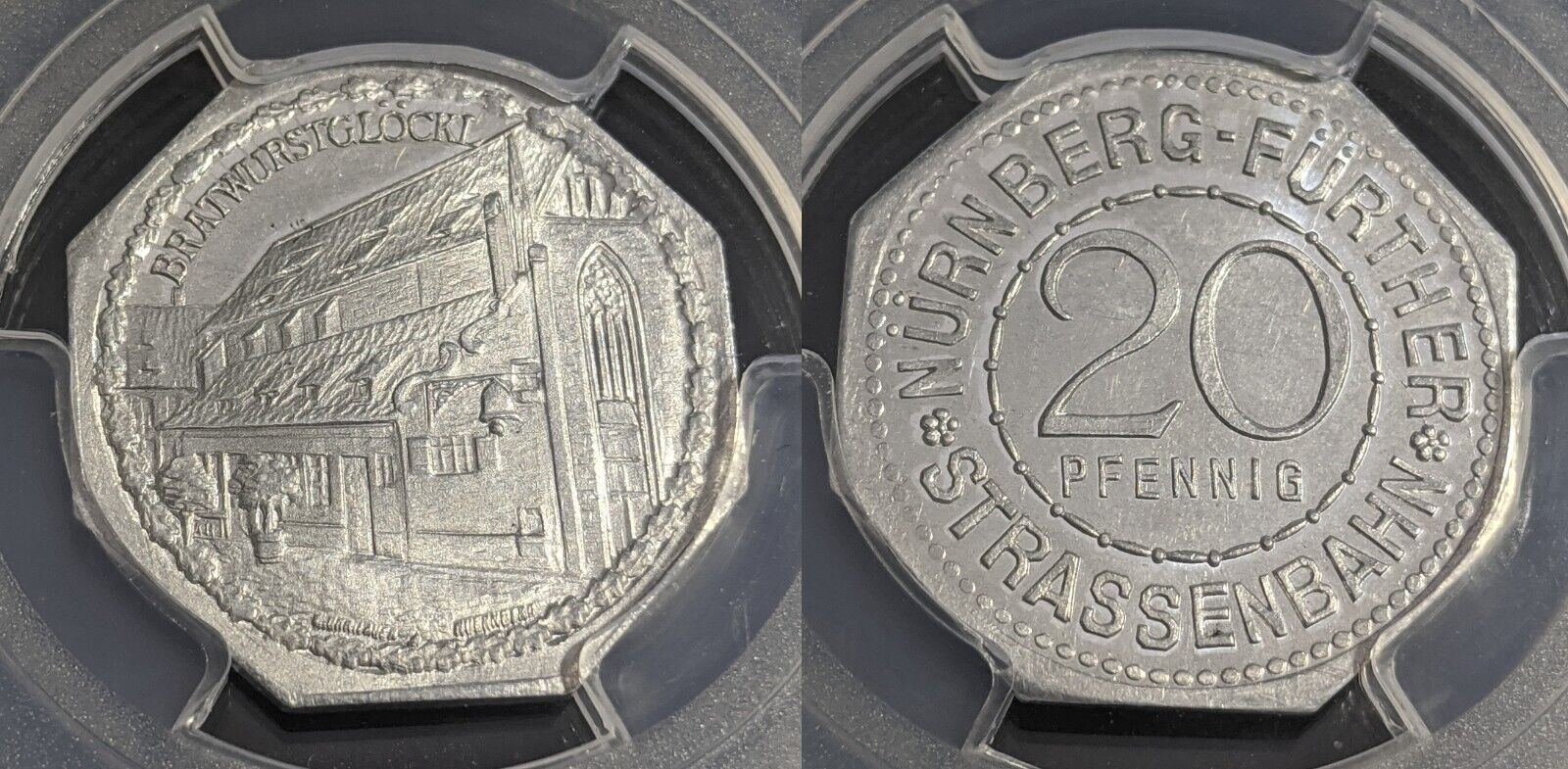 Germany Nurnberg BratwurstglockI Streetcar Token 20 Pfennig PCGS MS64 GEM #2570