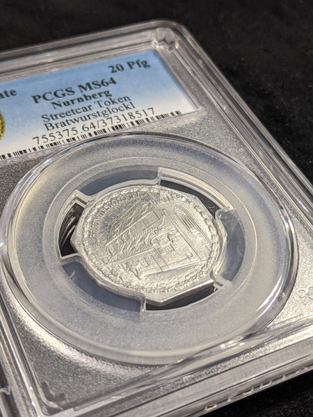 Germany Nurnberg BratwurstglockI Streetcar Token 20 Pfennig PCGS MS64 GEM #2570