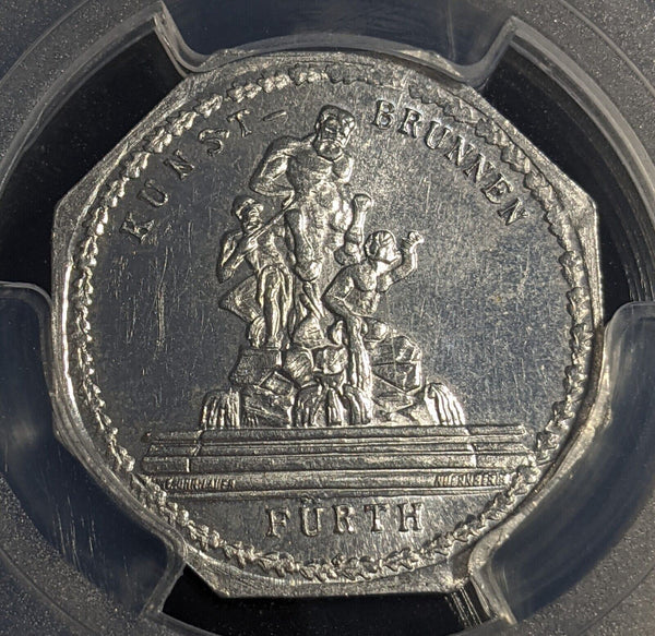 Germany Nurnberg Kunst-Brunnen Streetcar Token 20 Pfennig PCGS MS64 GEM #2571
