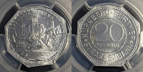 Germany Nurnberg Eppelein Sprung Streetcar Token 20 Pfennig PCGS MS64 GEM #2572