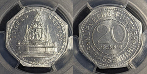 Germany Nurnberg Tugend Brunnen Streetcar Token 20 Pfennig PCGS MS64 GEM #2573