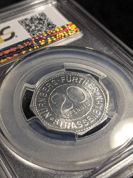 Germany Nurnberg Tugend Brunnen Streetcar Token 20 Pfennig PCGS MS64 GEM #2573