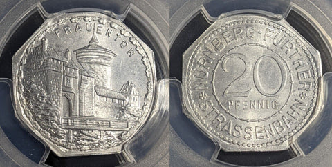 Germany Nurnberg Frauentor Streetcar Token 20 Pfennig PCGS MS64 GEM #2575