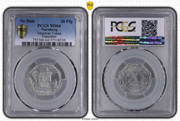 Germany Nurnberg Frauentor Streetcar Token 20 Pfennig PCGS MS64 GEM #2575