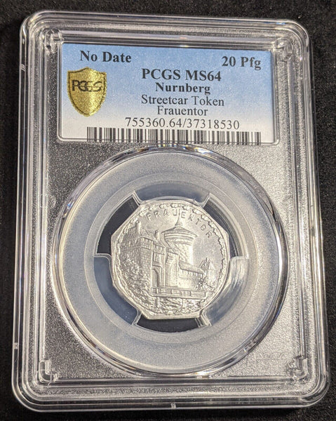 Germany Nurnberg Frauentor Streetcar Token 20 Pfennig PCGS MS64 GEM #2575