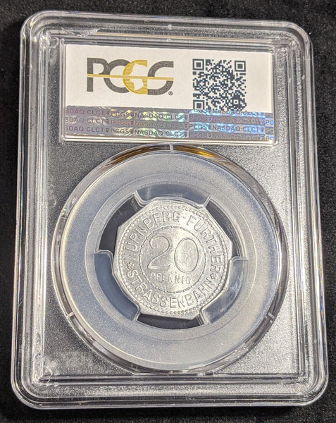 Germany Nurnberg Tiergartnertor Streetcar Token 20 Pfennig PCGS MS64 GEM #2576