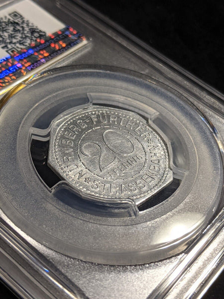 Germany Nurnberg Tiergartnertor Streetcar Token 20 Pfennig PCGS MS64 GEM #2576