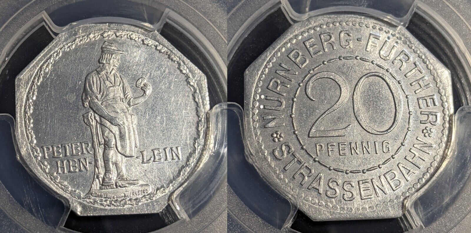 Germany Nurnberg Peter Henlein Streetcar Token 20 Pfennig PCGS MS64 GEM #2578