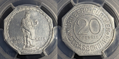 Germany Nurnberg Peter Henlein Streetcar Token 20 Pfennig PCGS MS64 GEM #2578