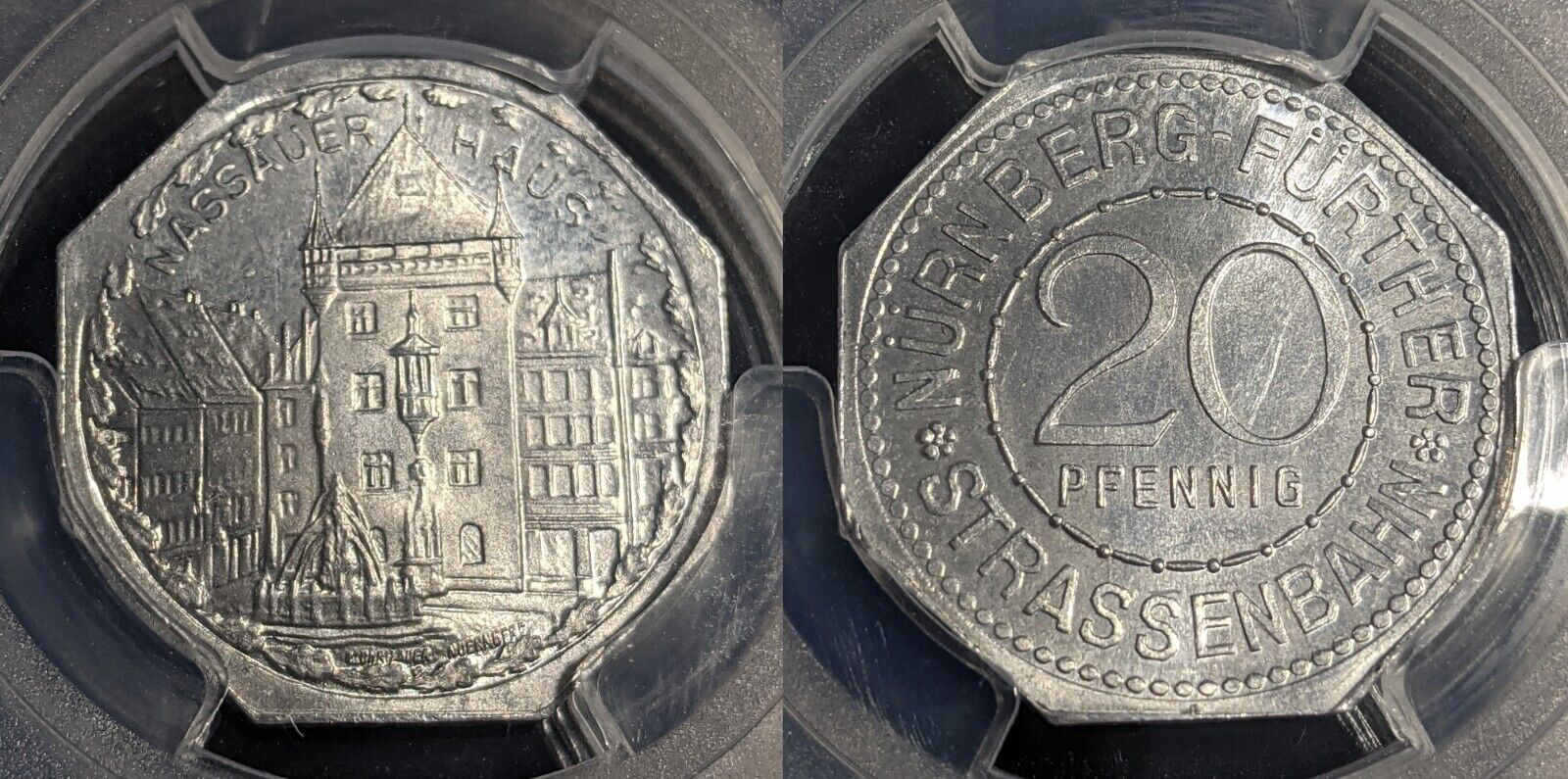 Germany Nurnberg Nassauer Haus Streetcar Token 20 Pfennig PCGS MS64 GEM #2579