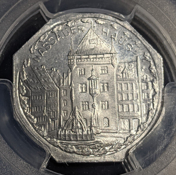 Germany Nurnberg Nassauer Haus Streetcar Token 20 Pfennig PCGS MS64 GEM #2579