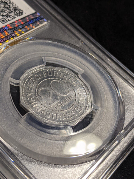 Germany Nurnberg Nassauer Haus Streetcar Token 20 Pfennig PCGS MS64 GEM #2579