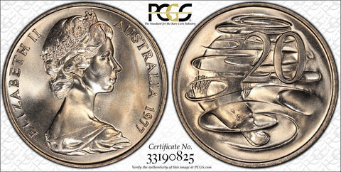 1977 Twenty Cent 20c Australia PCGS MS66 GEM UNC #2582