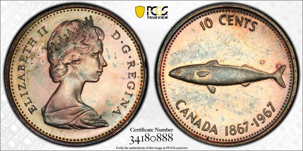 Canada Proof 1967 Ten Cent 10c PCGS PR65 GEM UNC KM# 67 #2593