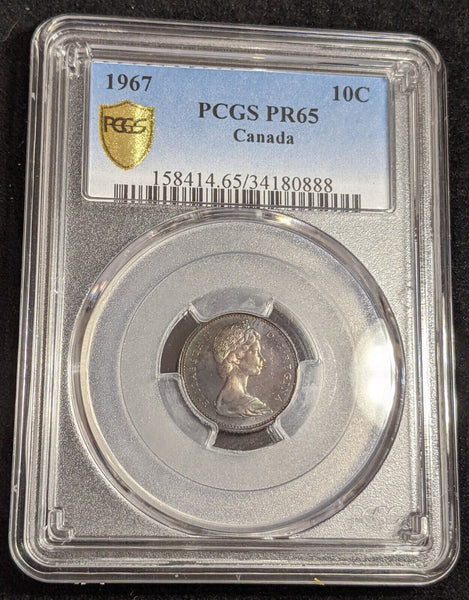 Canada Proof 1967 Ten Cent 10c PCGS PR65 GEM UNC KM# 67 #2593