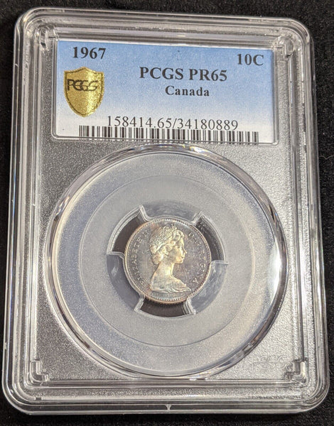 Canada Proof 1967 Ten Cent 10c PCGS PR65 GEM UNC KM# 67 #2594