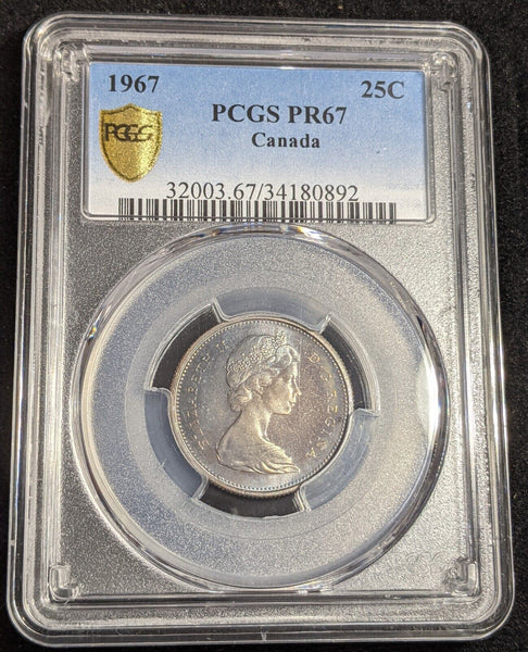 Canada Proof 1967 Twenty Five Cent 25c PCGS PR67 FDC UNC KM# 68 #2595