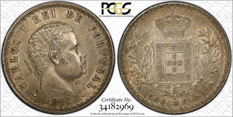 Portugal 1891 500 Reis PCGS AU58 aUNC KM# 535 #2613