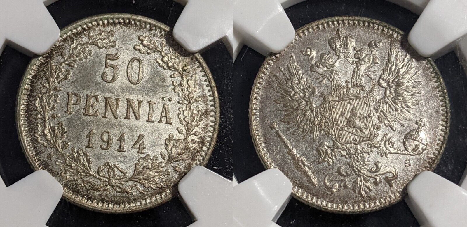 Finland 1914 S 50 Pennia NGC MS64 GEM UNC KM# 2.2 #2614