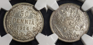 Finland 1914 S 50 Pennia NGC MS64 GEM UNC KM# 2.2 #2614