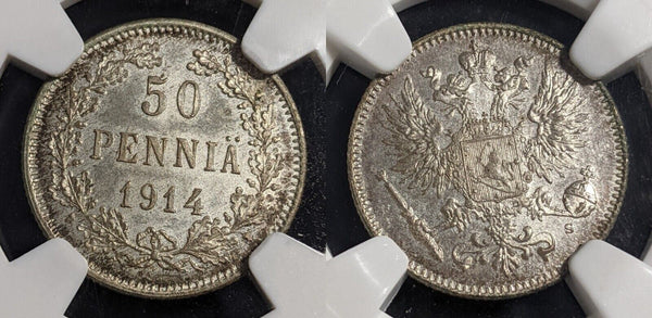 Finland 1914 S 50 Pennia NGC MS64 GEM UNC KM# 2.2 #2614