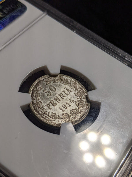 Finland 1914 S 50 Pennia NGC MS64 GEM UNC KM# 2.2 #2614