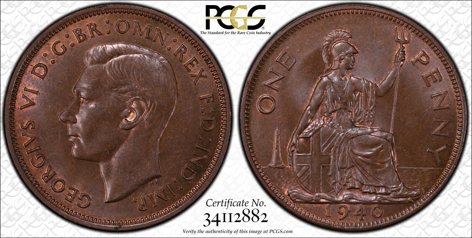 Great Britain 1940 Penny 1D PCGS MS64BN GEM UNC KM# 845 Sp# 4114 #2616