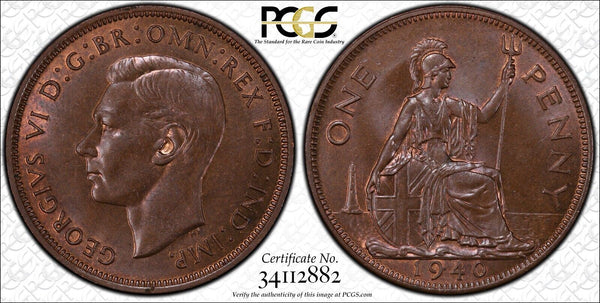 Great Britain 1940 Penny 1D PCGS MS64BN GEM UNC KM# 845 Sp# 4114 #2616