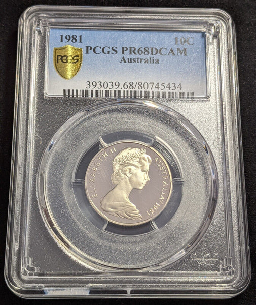 1981 Proof Ten Cent 10c Australia PCGS PR68DCAM FDC UNC #2621