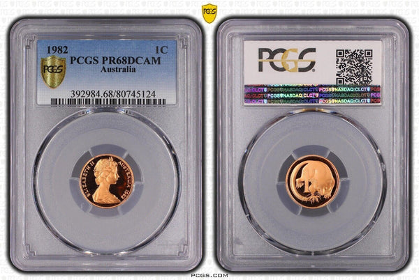 1982 Proof One Cent 1c Australia PCGS PR68DCAM FDC UNC #2627