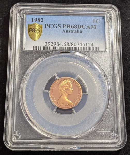 1982 Proof One Cent 1c Australia PCGS PR68DCAM FDC UNC #2627