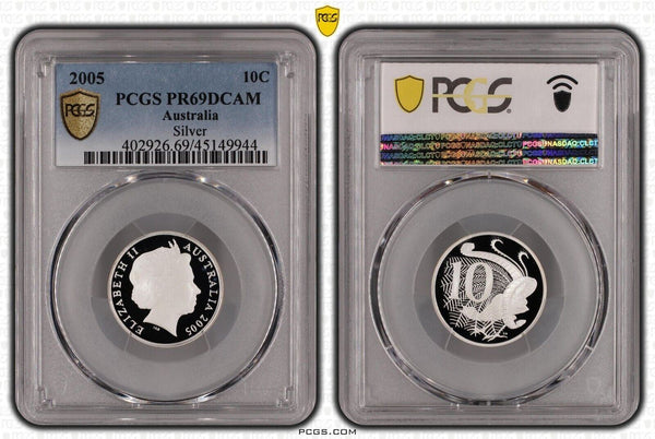 2005 Proof Silver Ten Cent 10c Australia PCGS PR69DCAM FDC UNC #2631