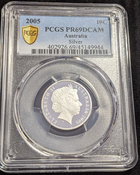 2005 Proof Silver Ten Cent 10c Australia PCGS PR69DCAM FDC UNC #2631