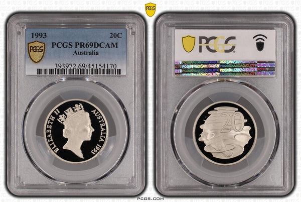 1993 Proof Twenty Cent 20c Australia PCGS PR69DCAM FDC UNC #2632