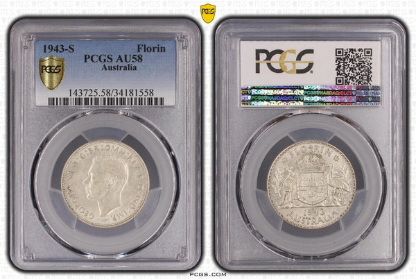 1943 S Florin 2/-  Australia PCGS AU58 aUNC #2626