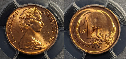 1980 One Cent 1c Australia PCGS MS66RD GEM UNC #2645