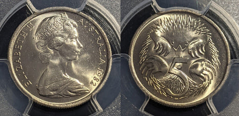 1982 Five Cents 5c Australia PCGS MS67 FDC UNC #2659