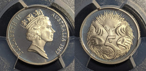 1987 Proof Five Cent 5c Australia PCGS PR68DCAM FDC UNC #2664