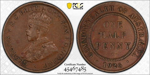 1926 Half Penny 1/2d PCGS XF45 Australia PCGS #2707
