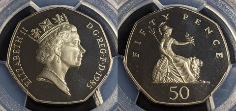Great Britain 1985 Proof Fifty Pence 50p S-H4 PCGS PR69DCAM FDC UNC #2718